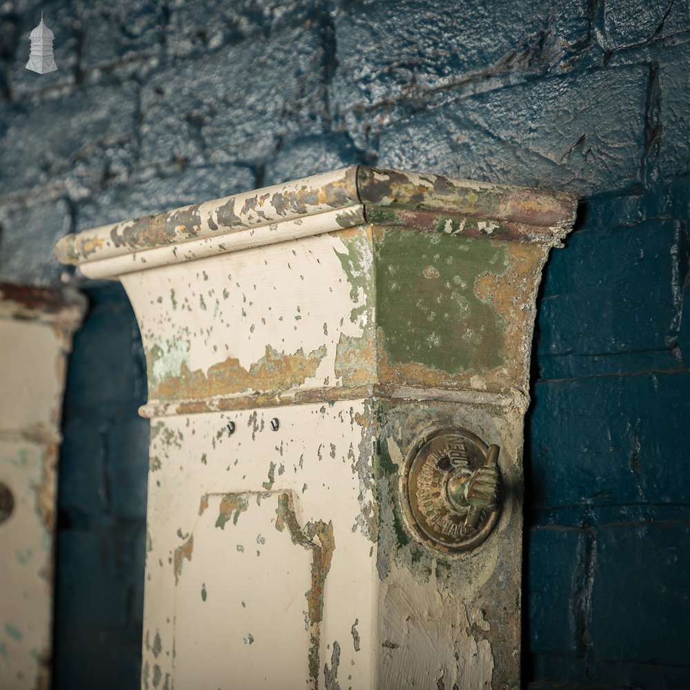 Uplighter Wall Lights, Pair of Repurposed Wall Vents, White Distressed Paint Finish