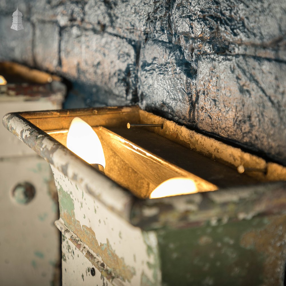 Uplighter Wall Lights, Pair of Repurposed Wall Vents, White Distressed Paint Finish