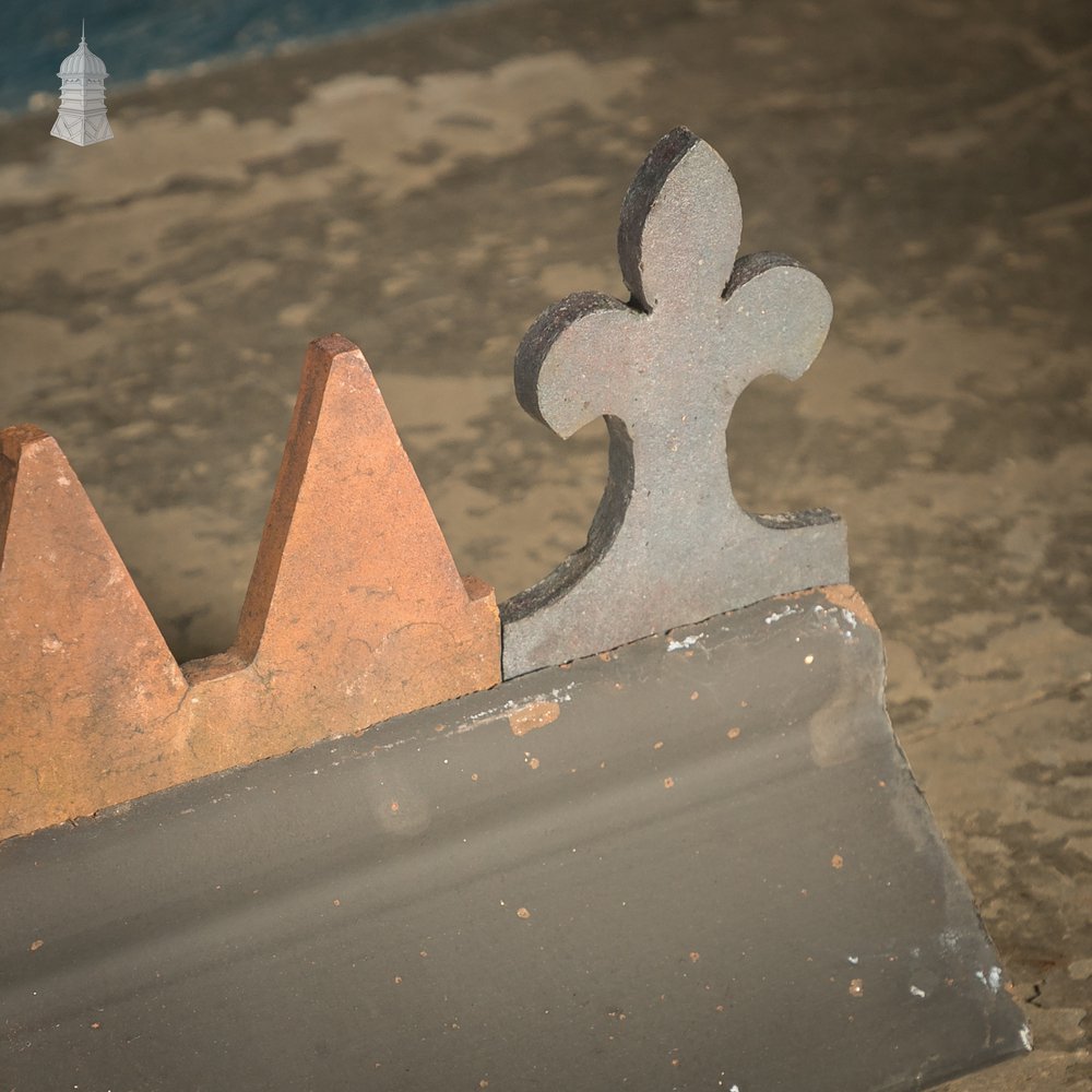 Blue and Terracotta Cox Comb Ridge Tiles, Victorian