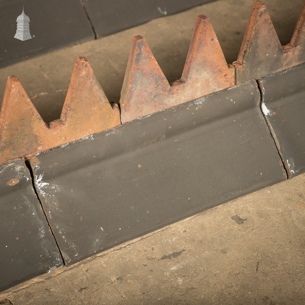 Blue and Terracotta Cox Comb Ridge Tiles, Victorian