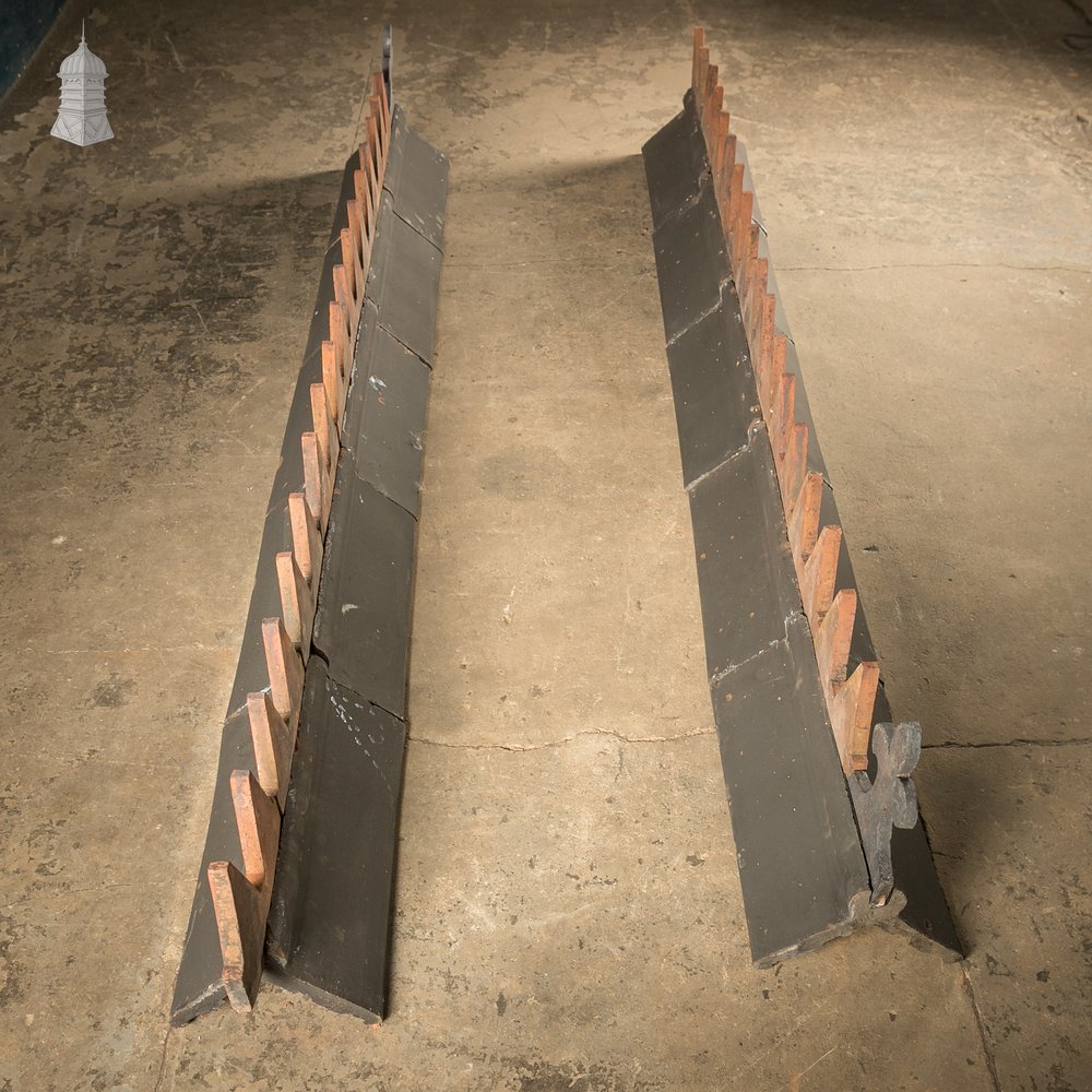 Blue and Terracotta Cox Comb Ridge Tiles, Victorian