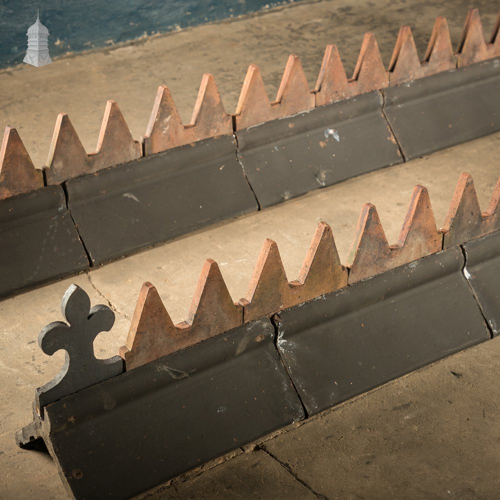 Blue and Terracotta Cox Comb Ridge Tiles, Victorian