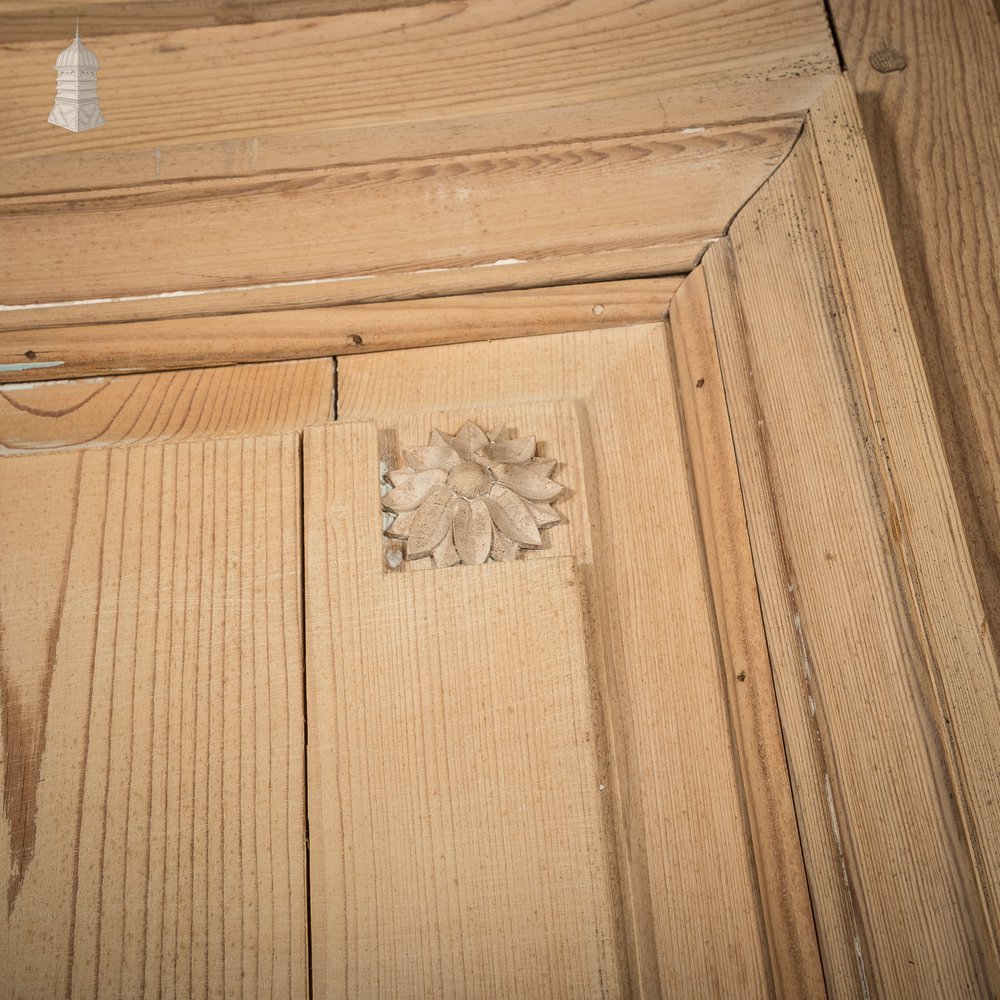 Curved Pine Panels, Late 19th C with Carved Floral Detail, Pair