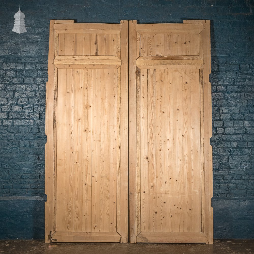 Curved Pine Panels, Late 19th C with Carved Floral Detail, Pair