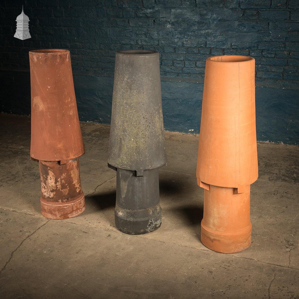 Set of Three Reclaimed Marcone Vented Chimney Pots