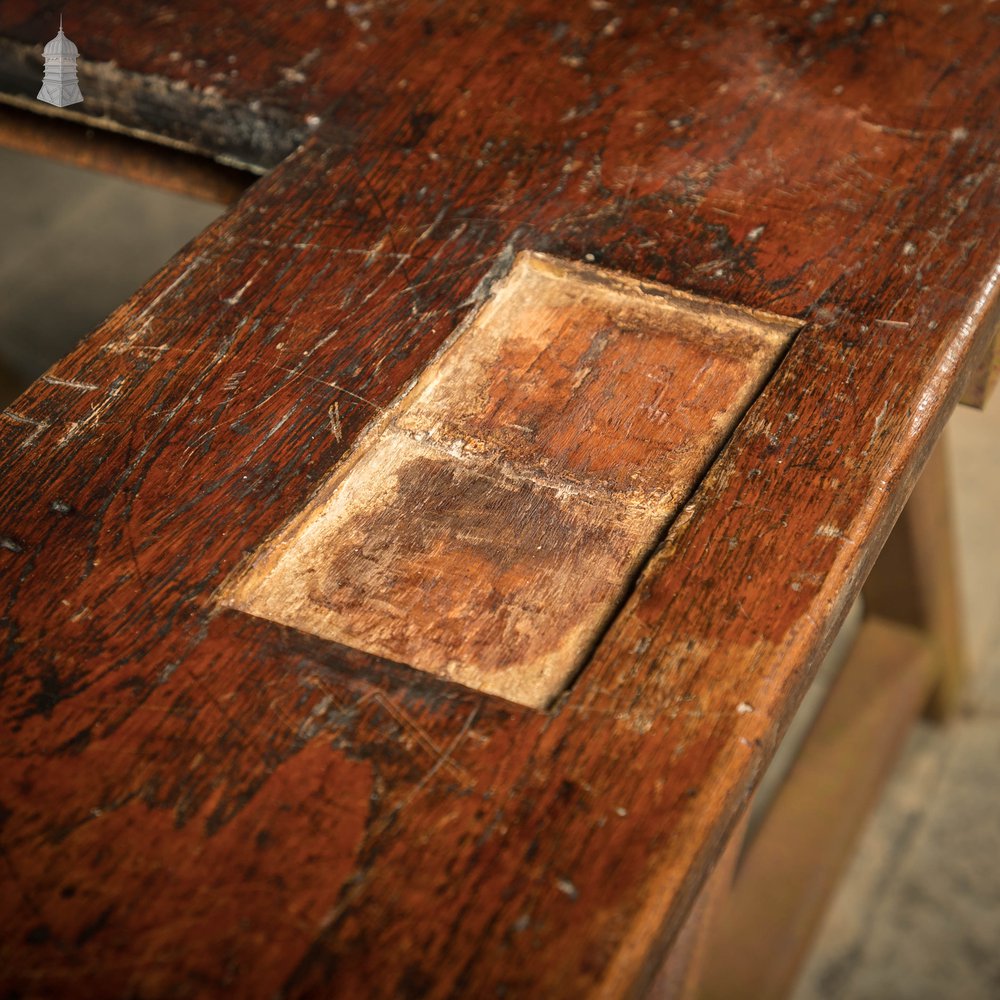 Iroko Worktop, 2.9 Metres Long, Reclaimed From a School Science Lab With Upstand and Sink Cut Out