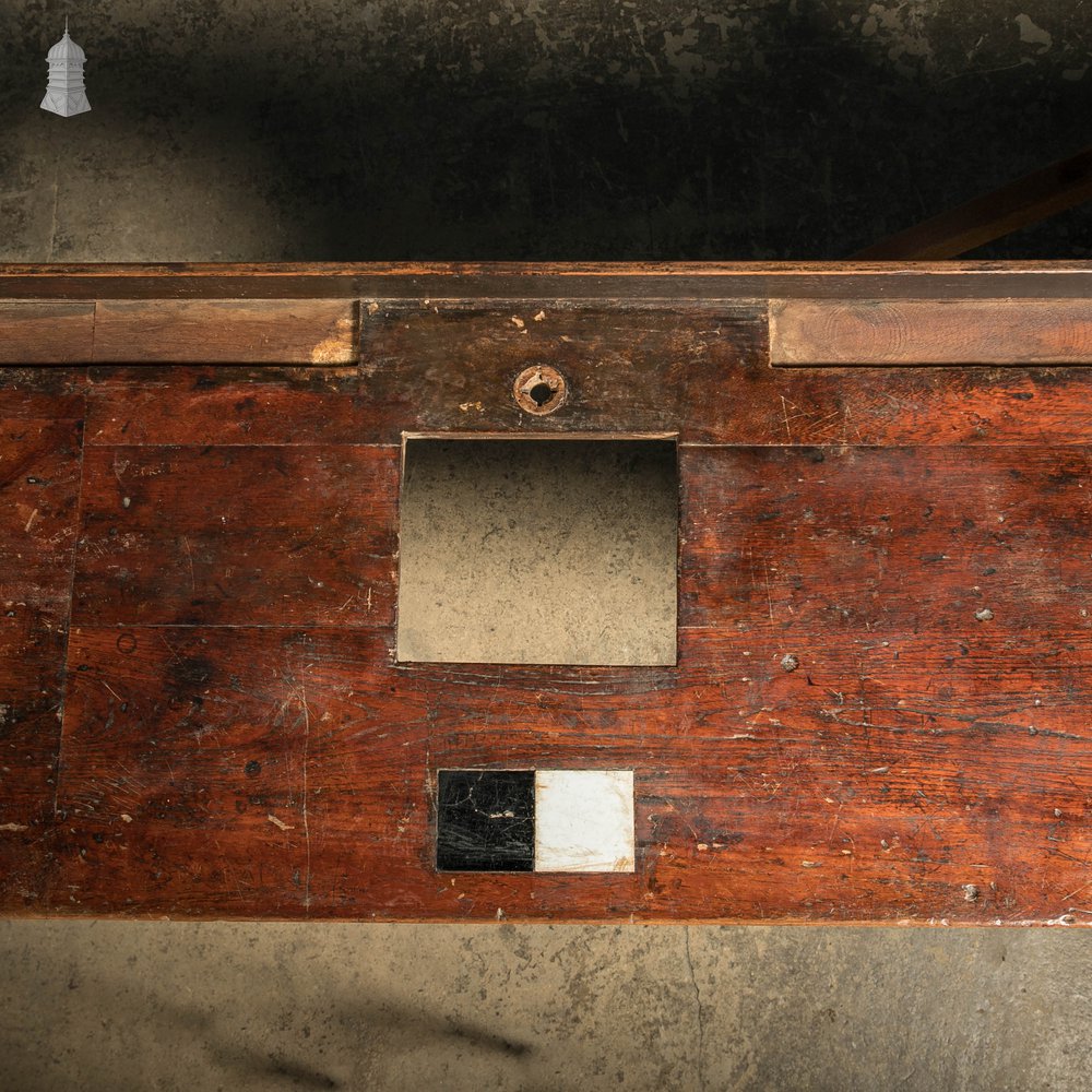 Iroko Worktop, 4.5 Metres Long, Reclaimed From a School Science Lab With Upstand and Sink Cut Out