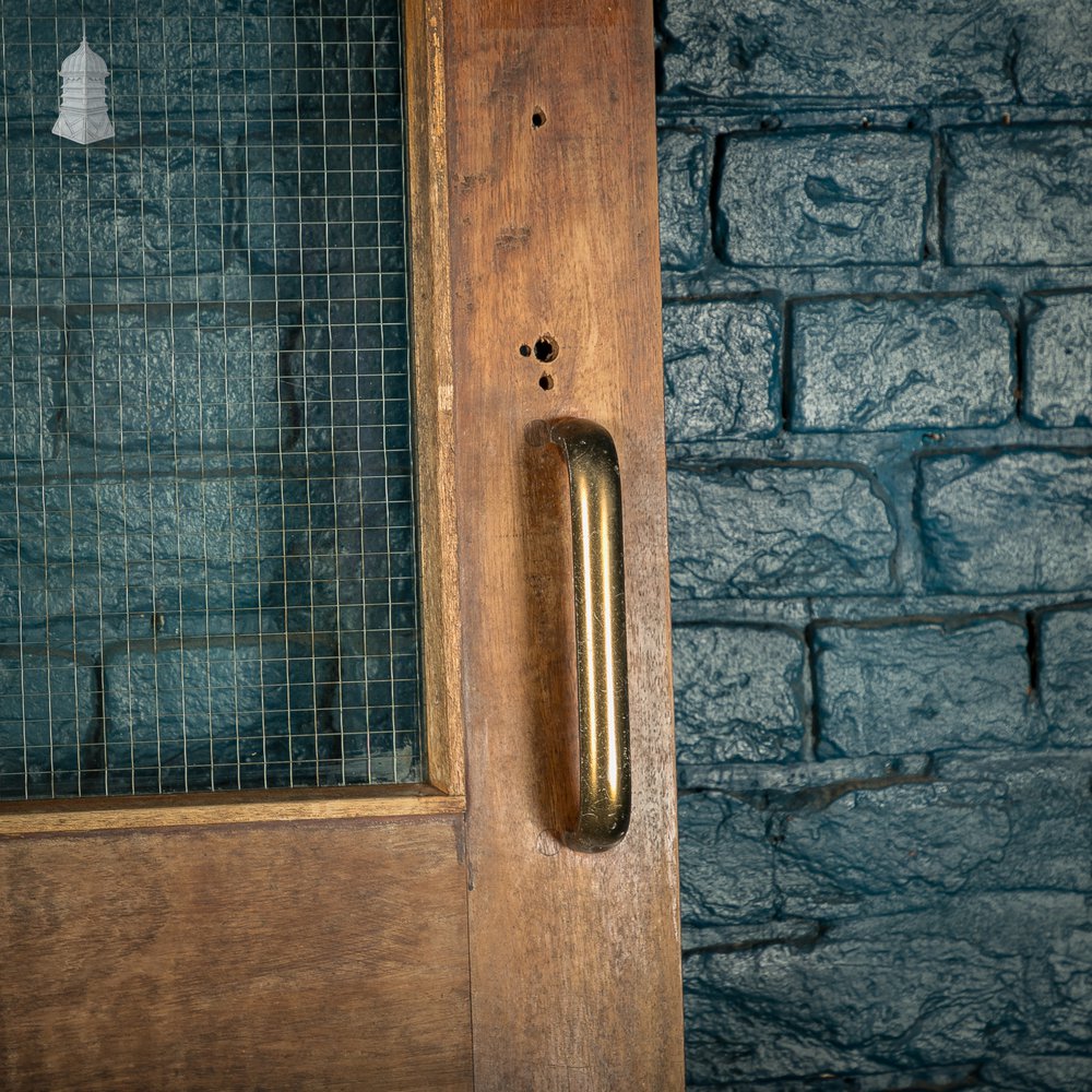 Hardwood Glazed Door, Mahogany with Wired Glass Early 20th C