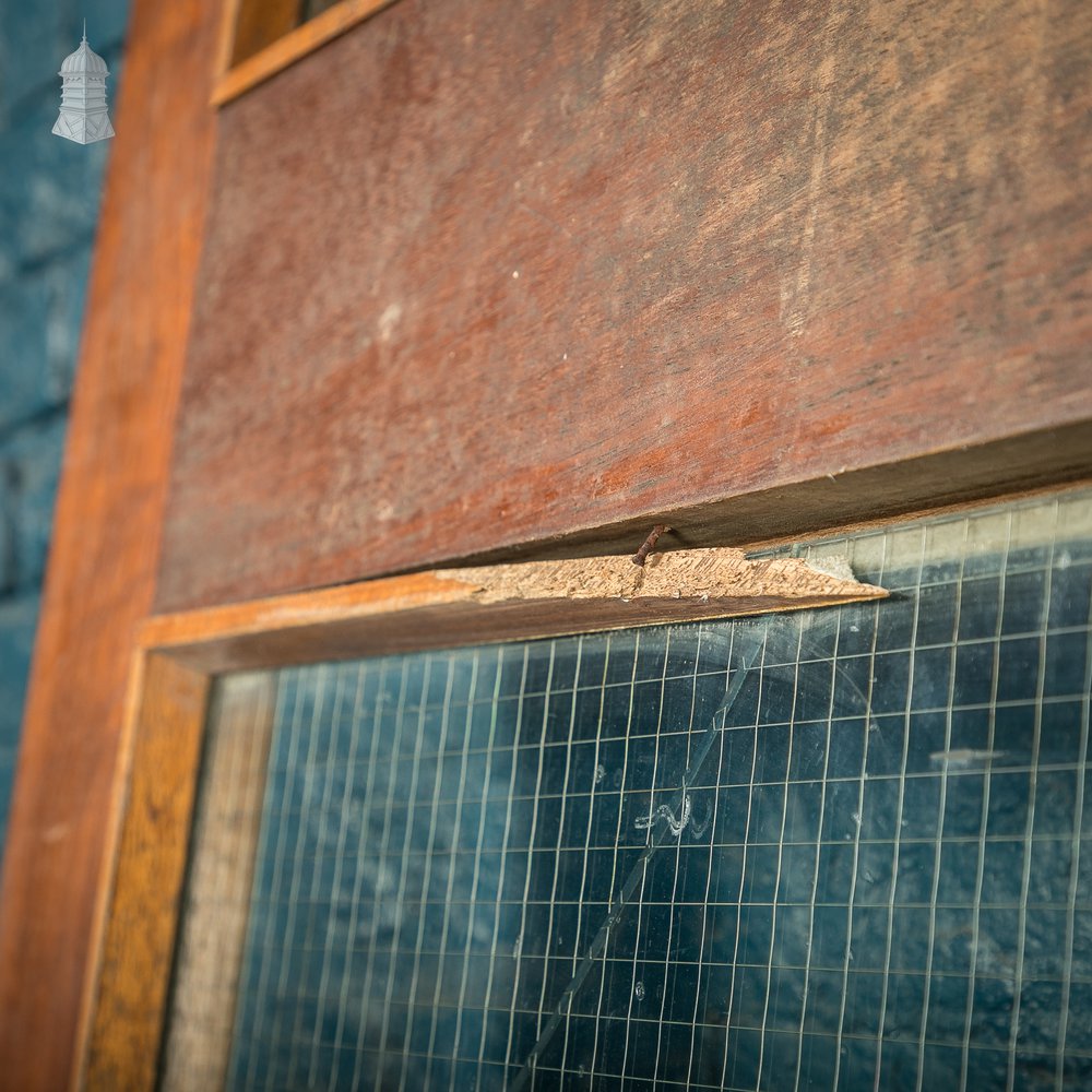 Hardwood Glazed Door, Mahogany with Wired Glass Early 20th C