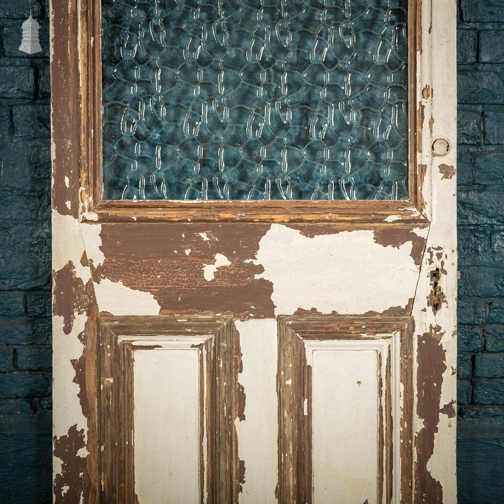 Half Glazed Door, 3 Panel Moulded Painted Pine Textured Glass