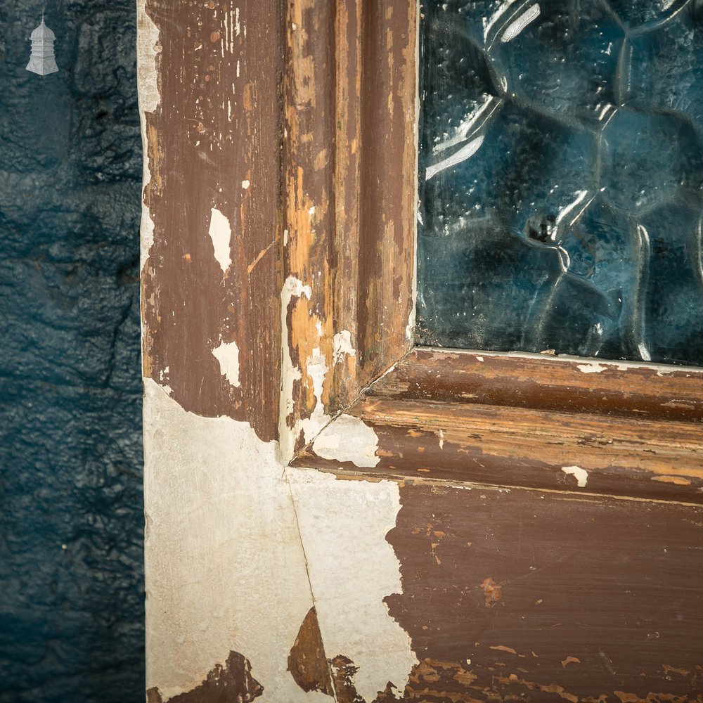 Half Glazed Door, 3 Panel Moulded Painted Pine Textured Glass