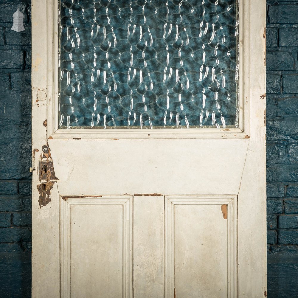 Half Glazed Door, 3 Panel Moulded Painted Pine Textured Glass