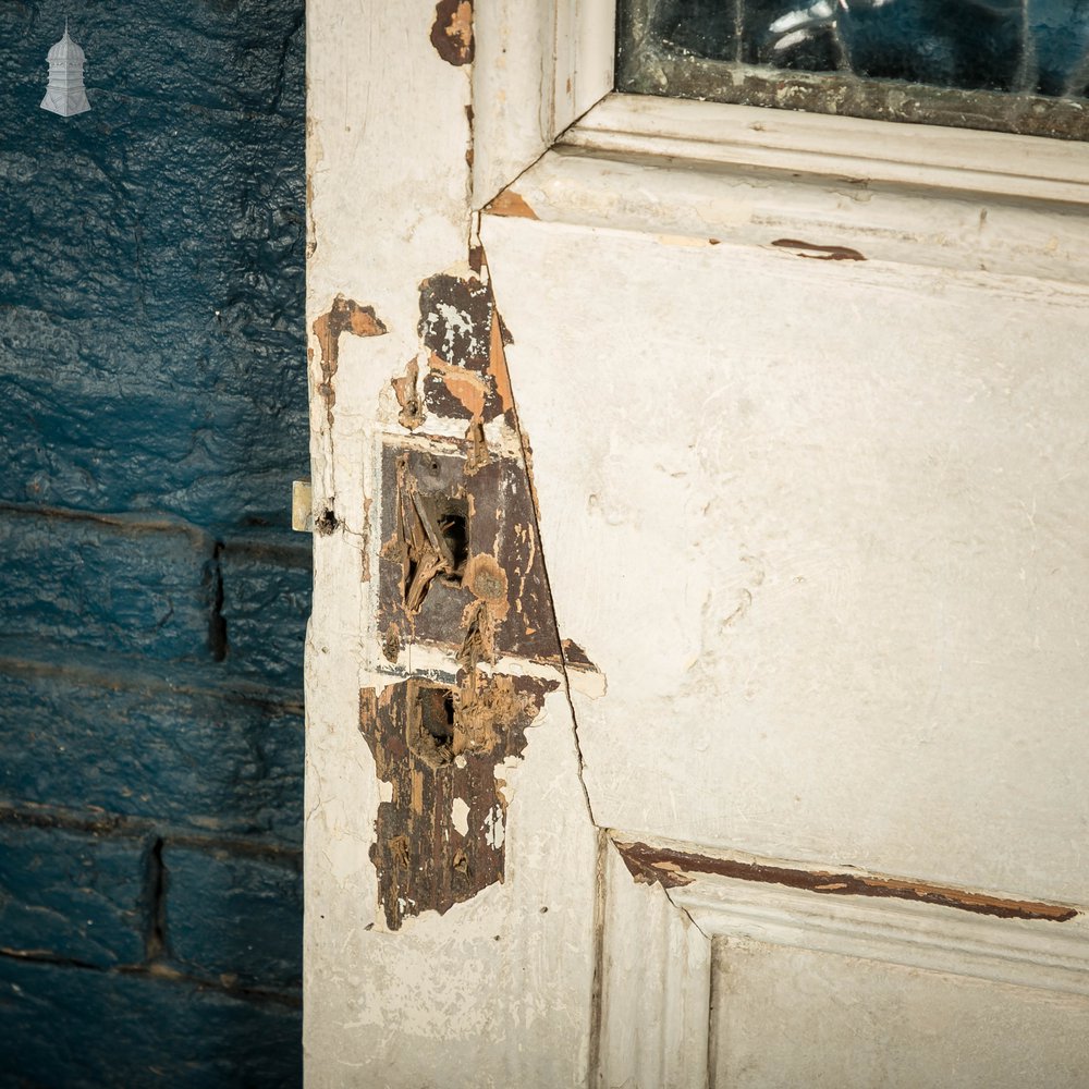 Half Glazed Door, 3 Panel Moulded Painted Pine Textured Glass