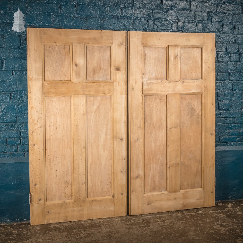 Pine Cupboard Doors, Victorian panelled pair