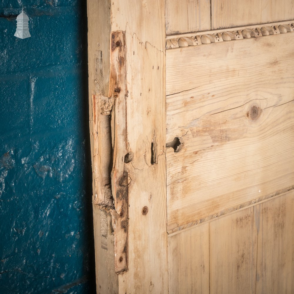 Paneled Pine Door, 19th C Egg and Dart Moulding