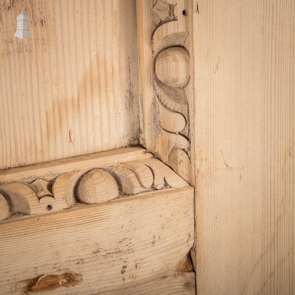 Paneled Pine Door, 19th C Egg and Dart Moulding