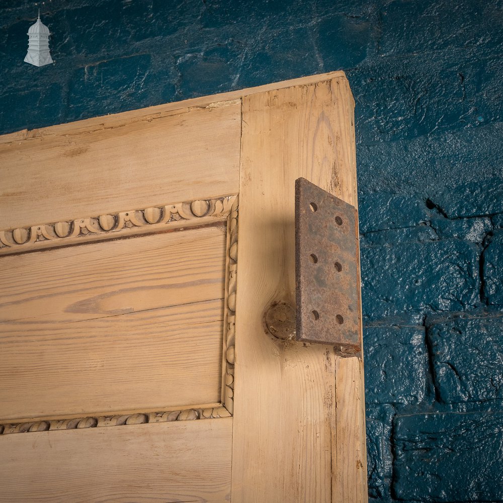 Paneled Pine Door, 19th C Egg and Dart Moulding