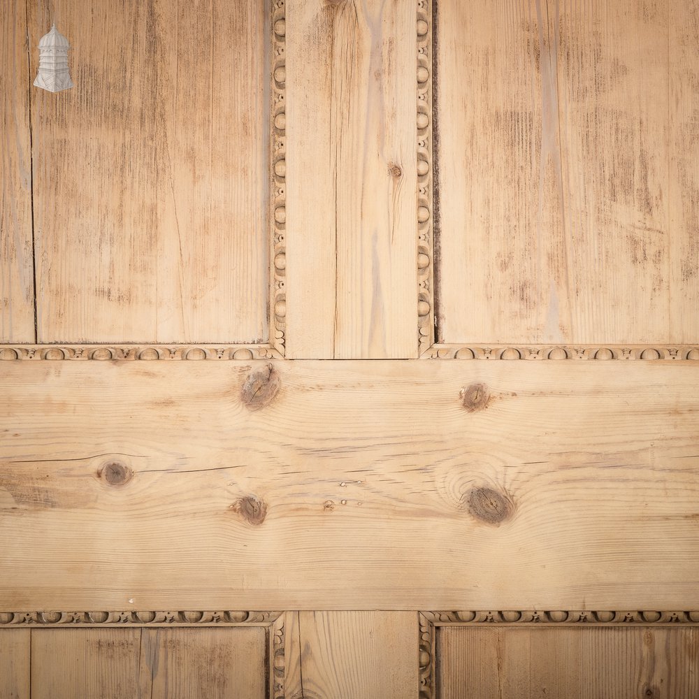 Paneled Pine Door, 19th C Egg and Dart Moulding