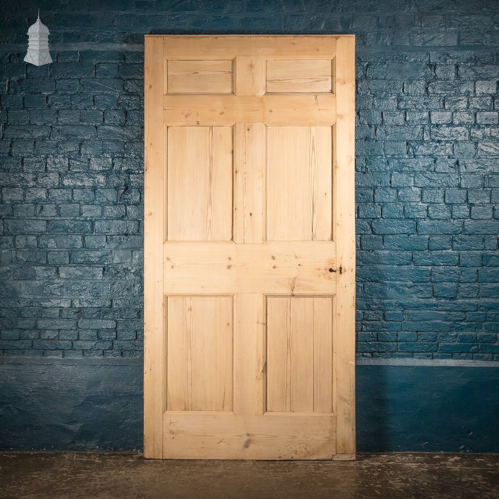 Paneled Pine Door, 19th C Egg and Dart Moulding