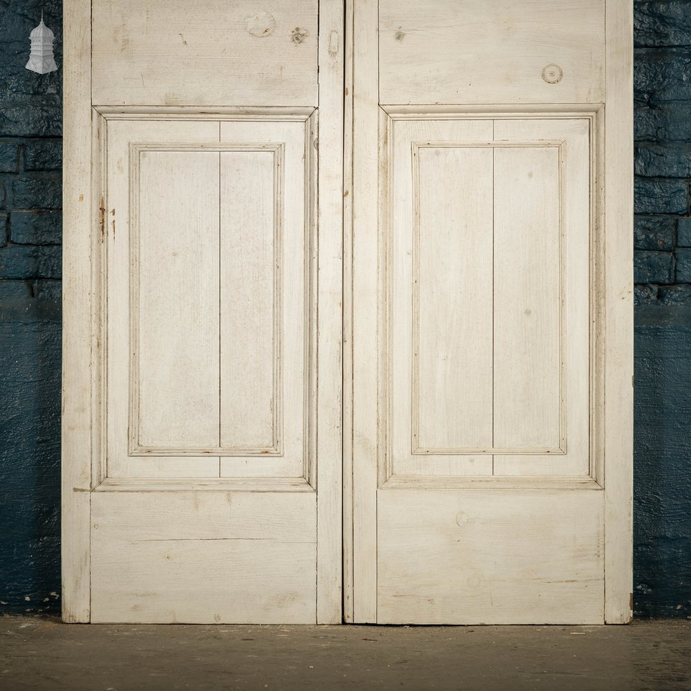 Pine Paneled Double Doors, 2 Panel White Painted