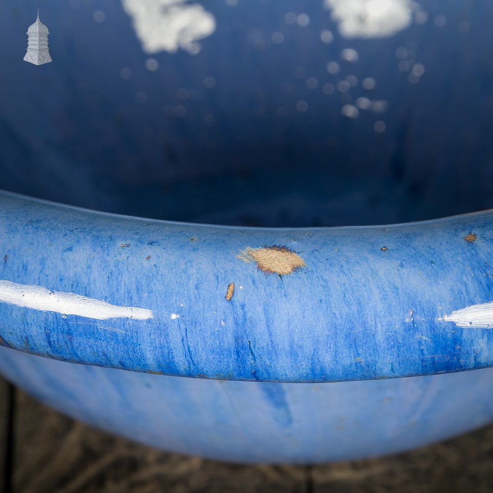 Large Ceramic Bowl, Blue Glazed Finish