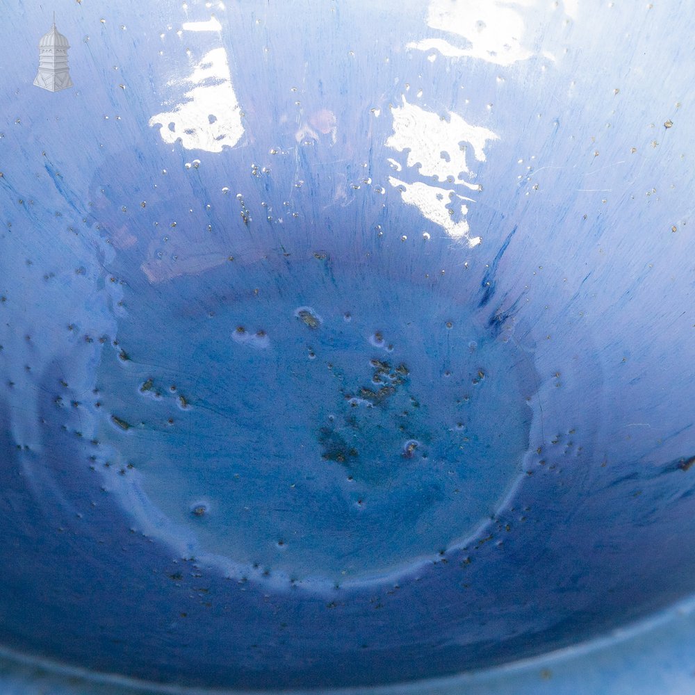 Large Ceramic Bowl, Blue Glazed Finish