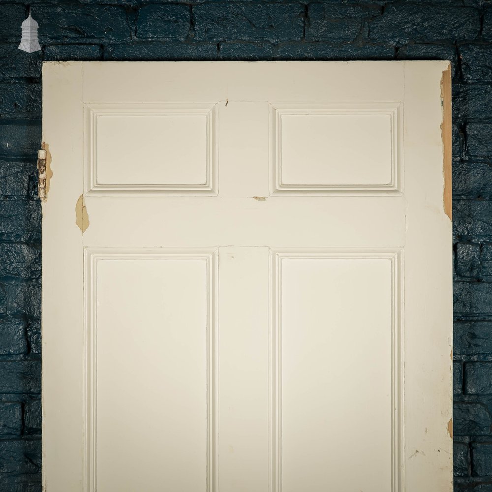 Pitch Pine Paneled Door, 6 Panel White Painted