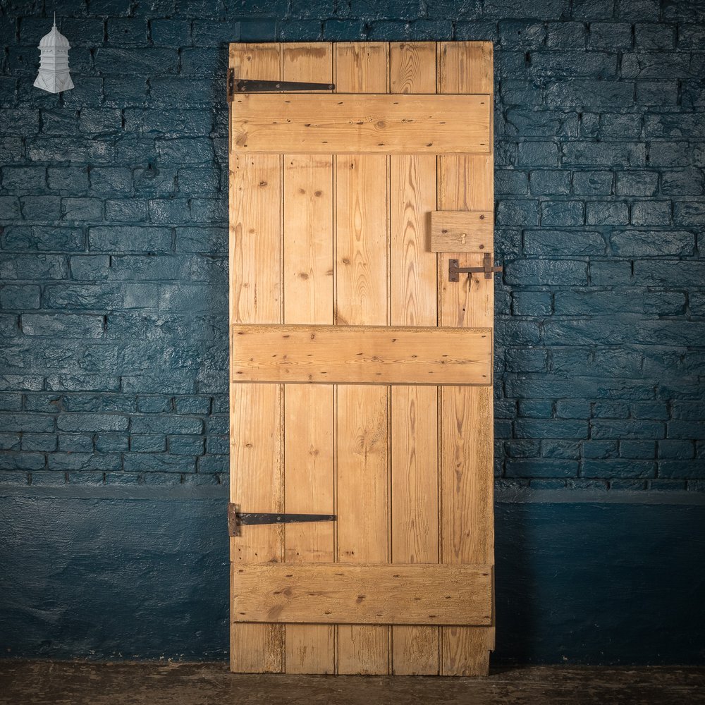 Pine Beadboard Door, 19th C Ledged Cottage Door