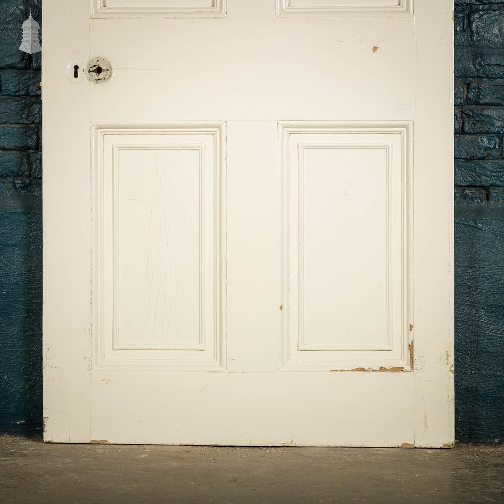 Pitch Pine Paneled Door, 6 Panel White Painted