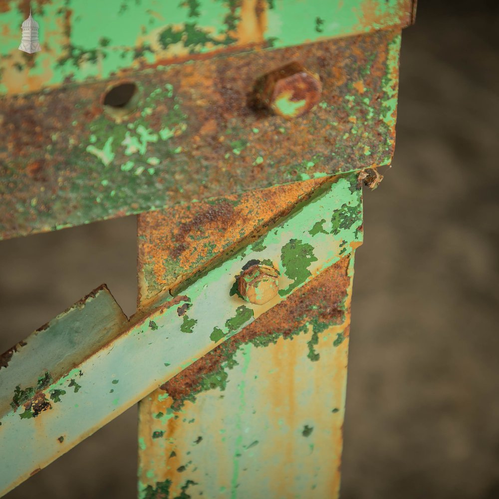 Industrial Machine Base, Steel Workshop Table with Distressed Rusty Green Paint Finish