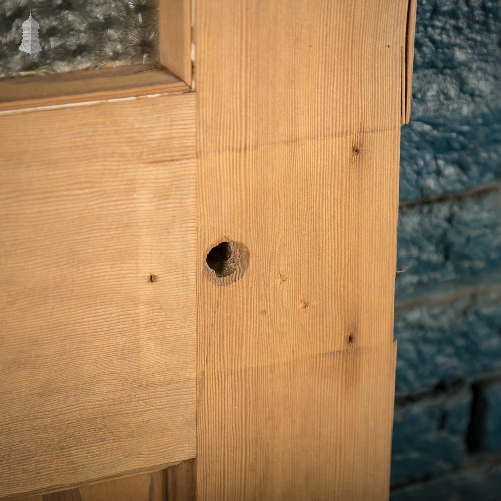 Half Glazed Door, 19th C Pine with Muranese Style Figured Glazing