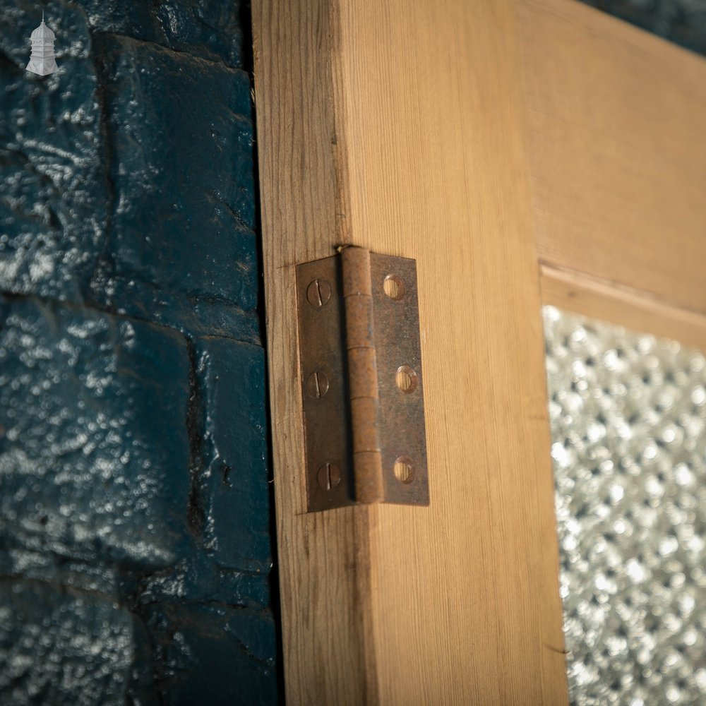 Half Glazed Door, 19th C Pine with Muranese Style Figured Glazing