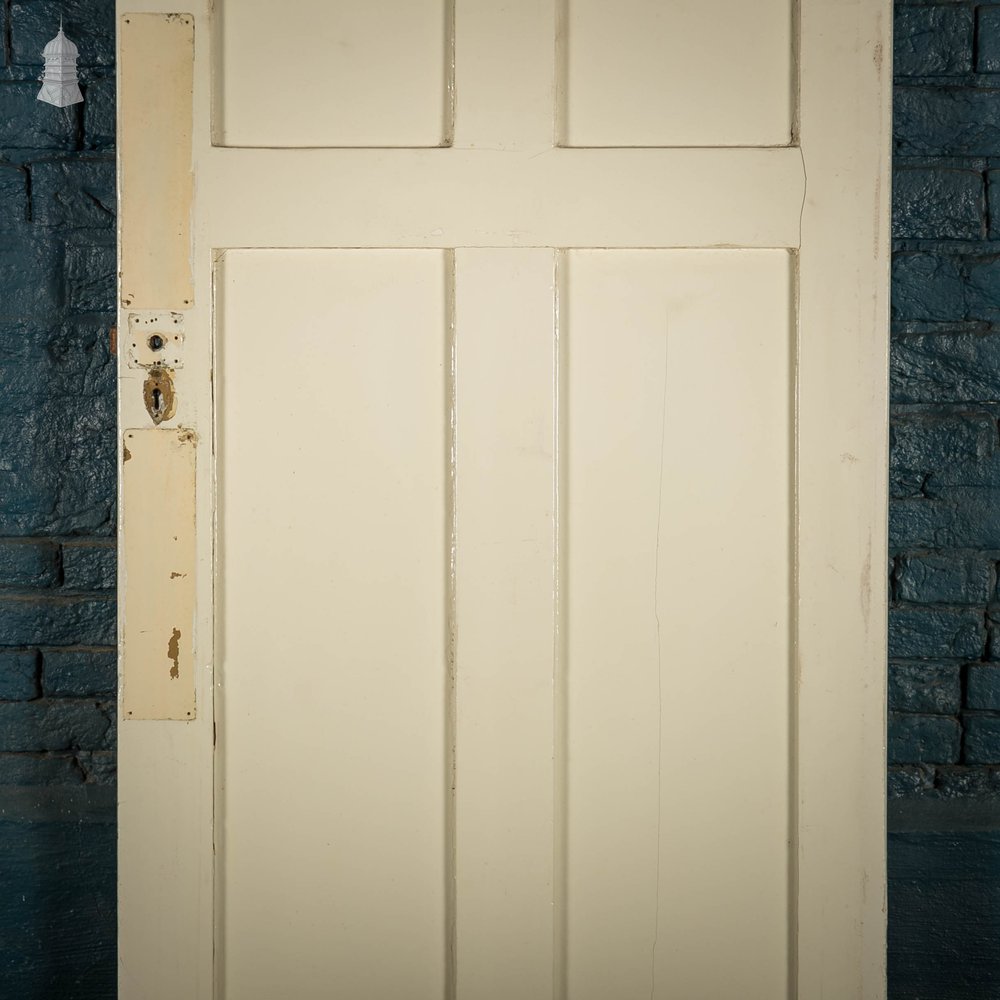 Glazed Door, Art Nouveau, Leaded Glass, White Painted Pine