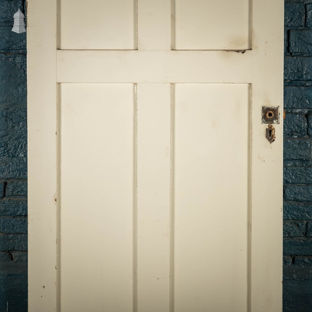 Glazed Door, Art Nouveau, Leaded Glass, White Painted Pine