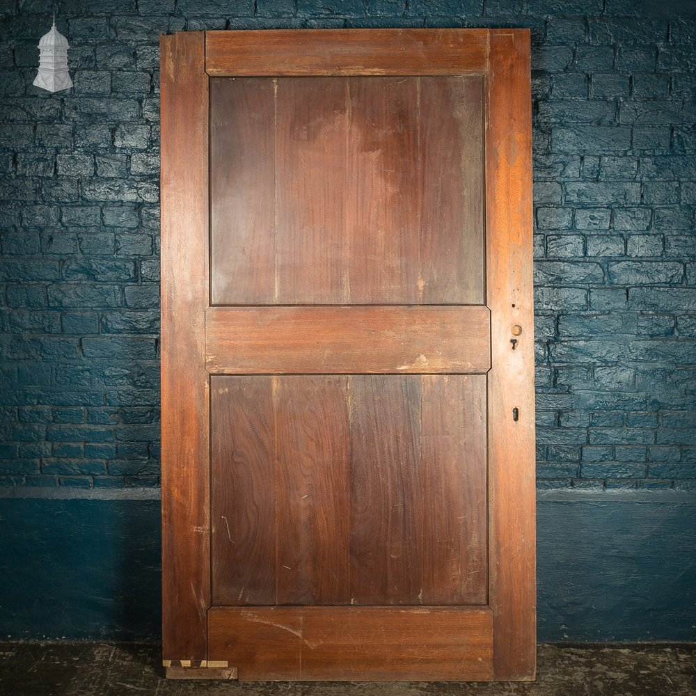 Hardwood Entrance Door, Wide, Early 20th C Paneled Mahogany