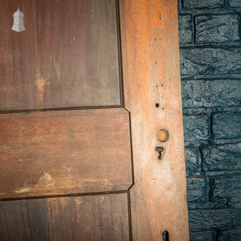 Hardwood Entrance Door, Wide, Early 20th C Paneled Mahogany