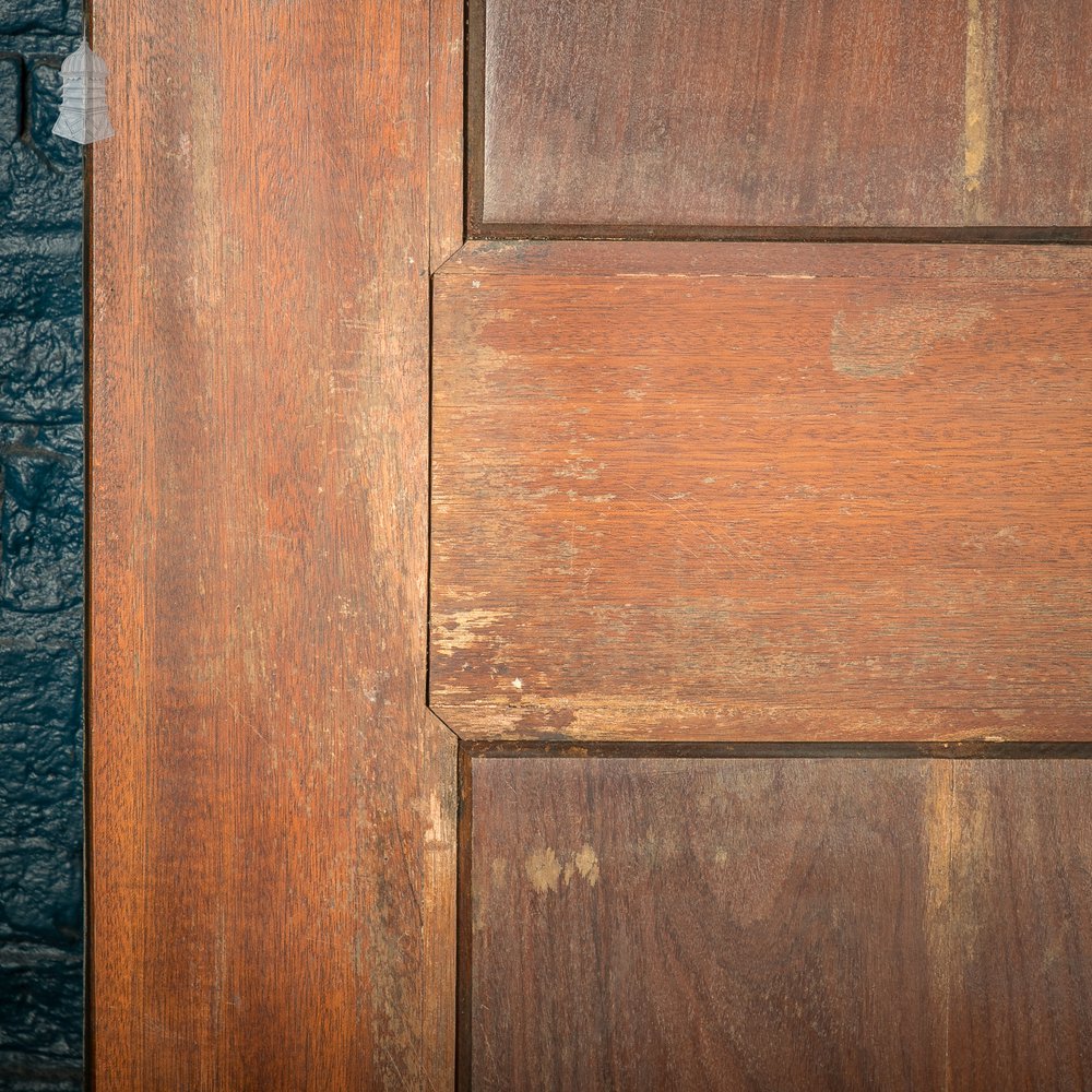 Hardwood Entrance Door, Wide, Early 20th C Paneled Mahogany