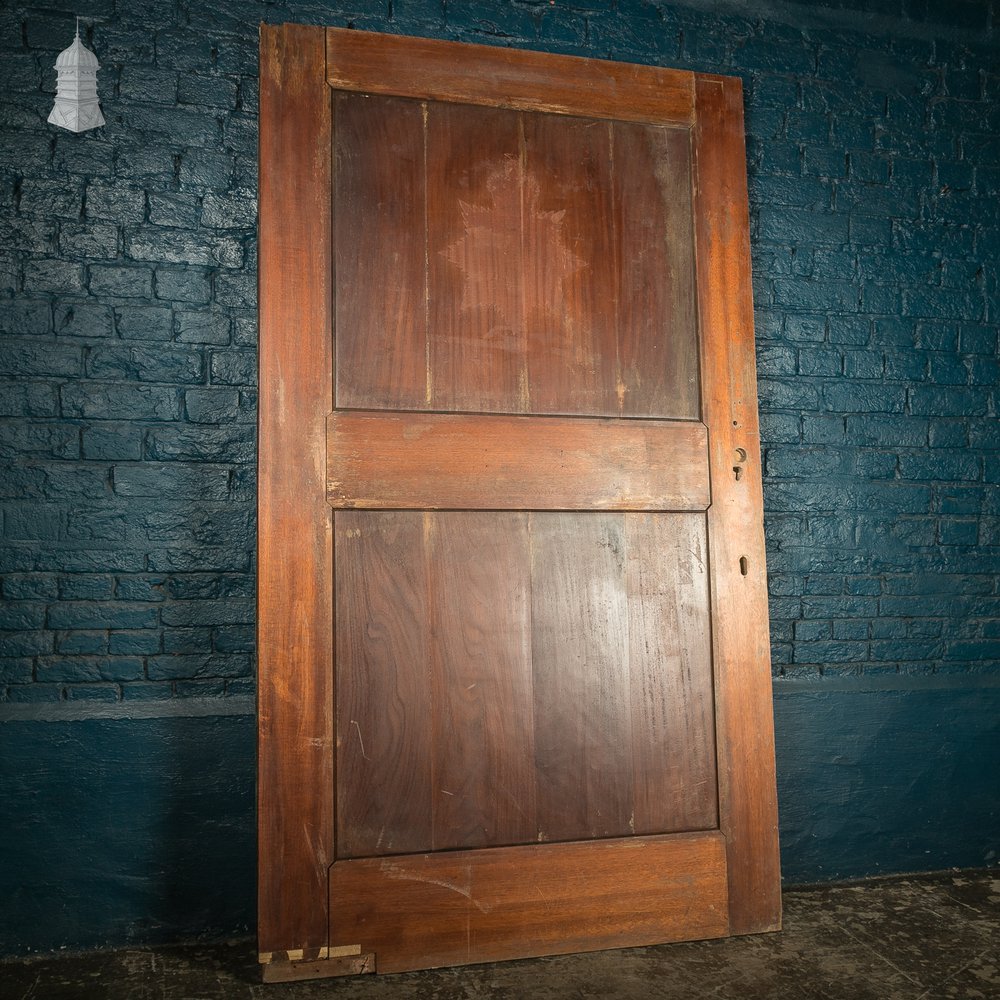 Hardwood Entrance Door, Wide, Early 20th C Paneled Mahogany