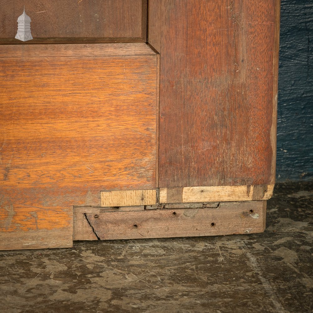 Hardwood Entrance Door, Wide, Early 20th C Paneled Mahogany