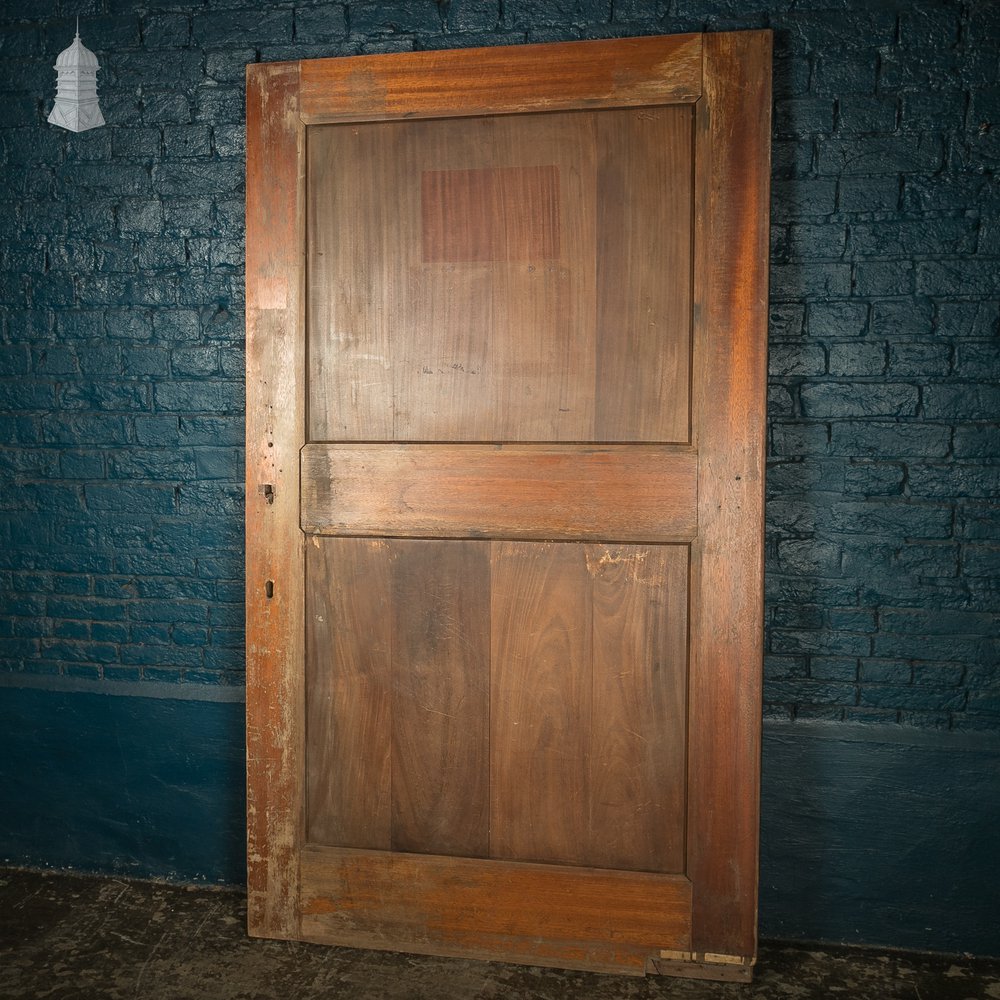 Hardwood Entrance Door, Wide, Early 20th C Paneled Mahogany