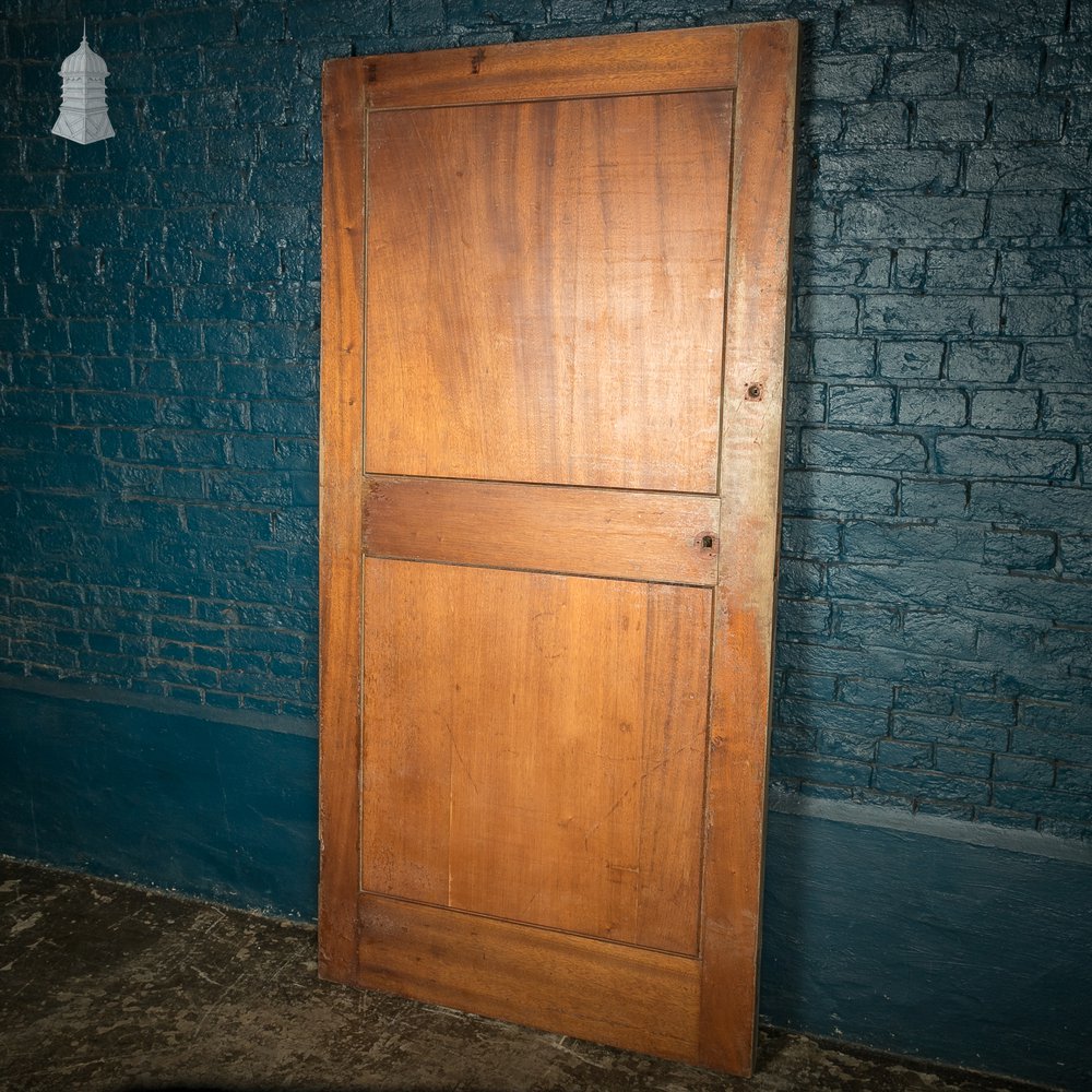 Wide Hardwood Door, Two Panel Mahogany, Early 20th C