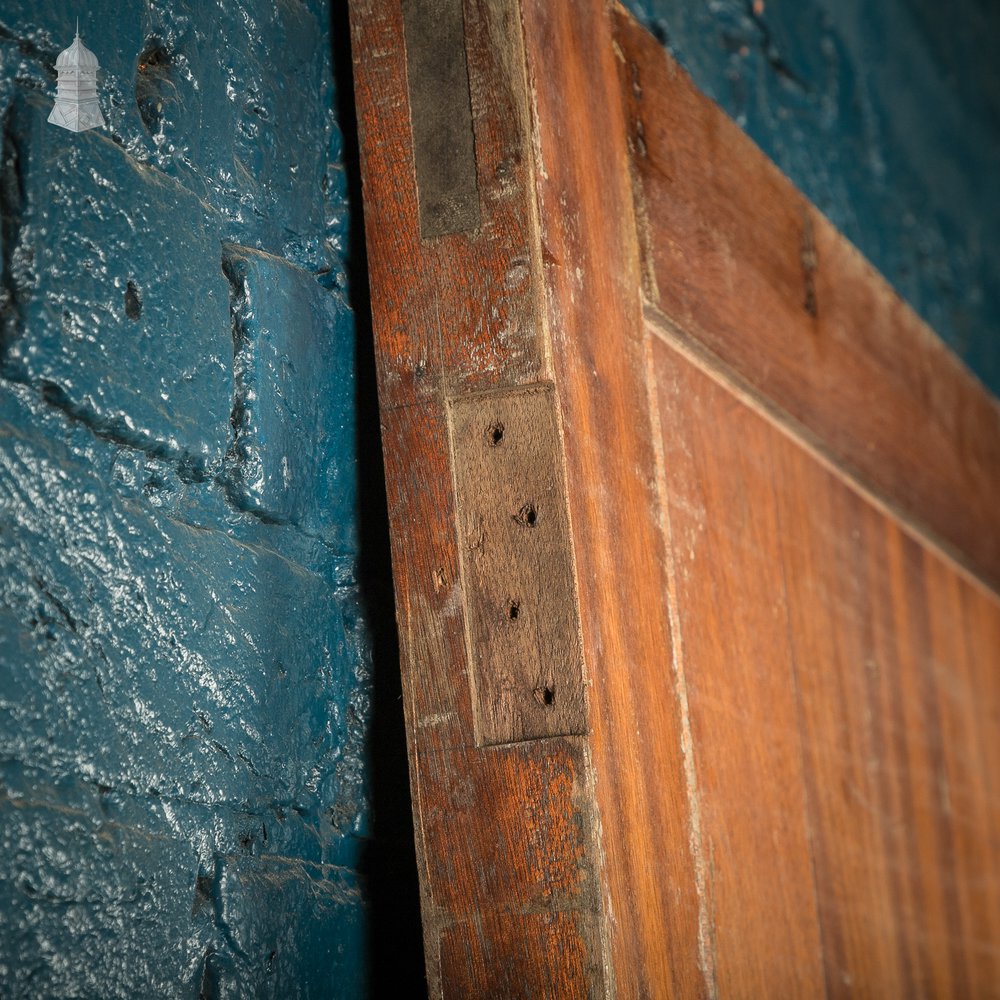 Wide Hardwood Door, Two Panel Mahogany, Early 20th C