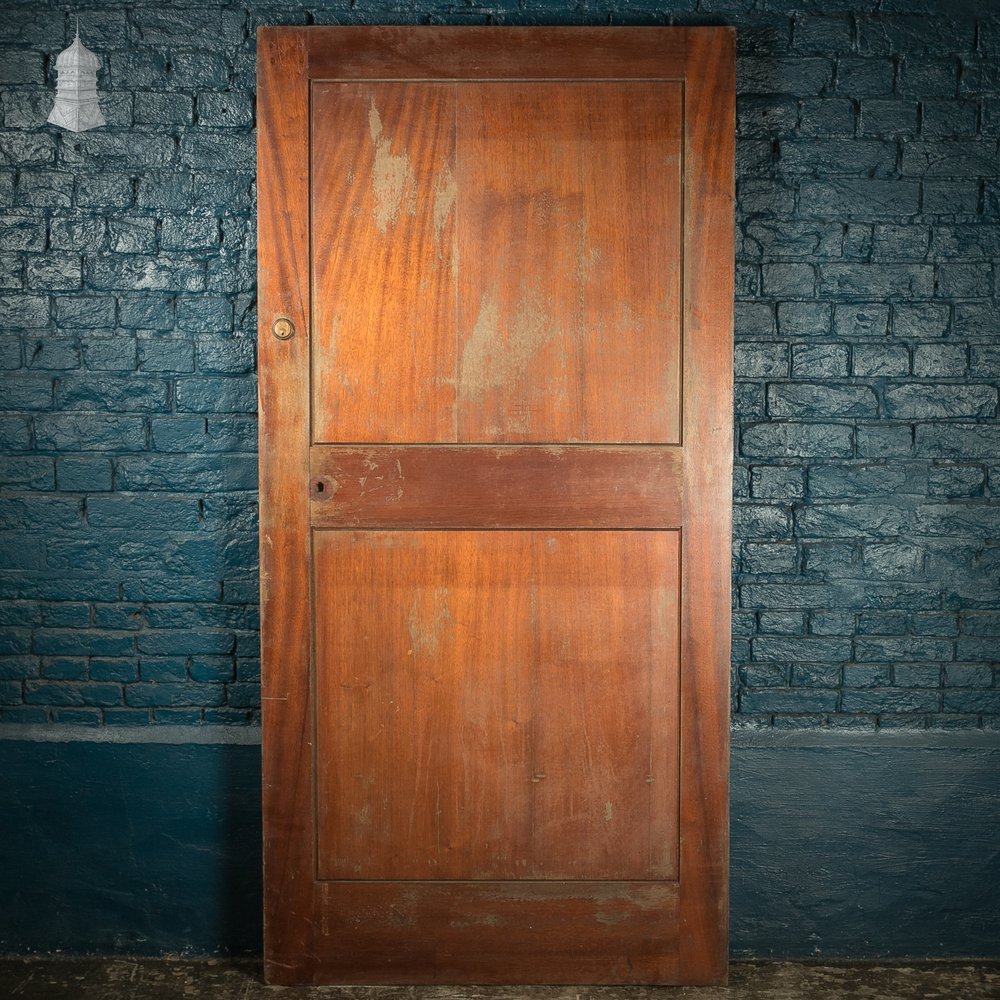 Wide Hardwood Door, Two Panel Mahogany, Early 20th C