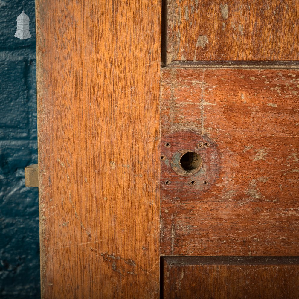 Wide Hardwood Door, Early 20th C Two Panel Mahogany