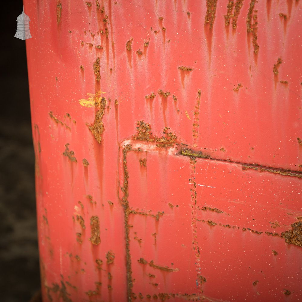 Wheeled Industrial Cart, Rusty Distressed Red Painted Steel, Factory Skip