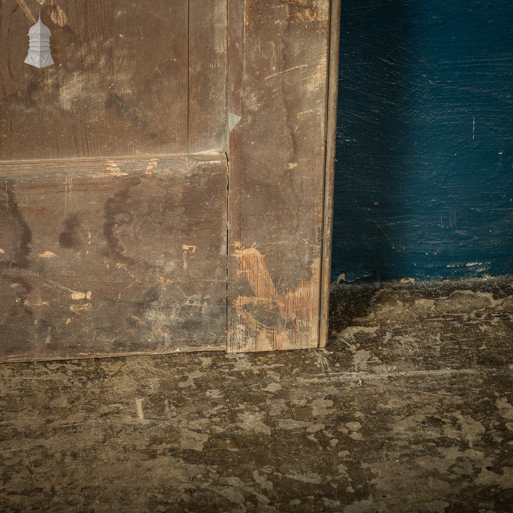 Narrow Paneled Door, 19th C Pine with Stop Chamfer Detail