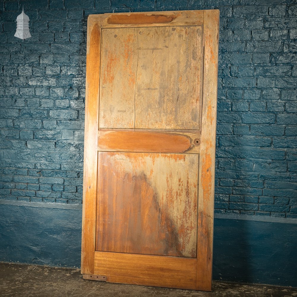 Paneled Hardwood Door, Early 20th C 2 Panel Mahogany