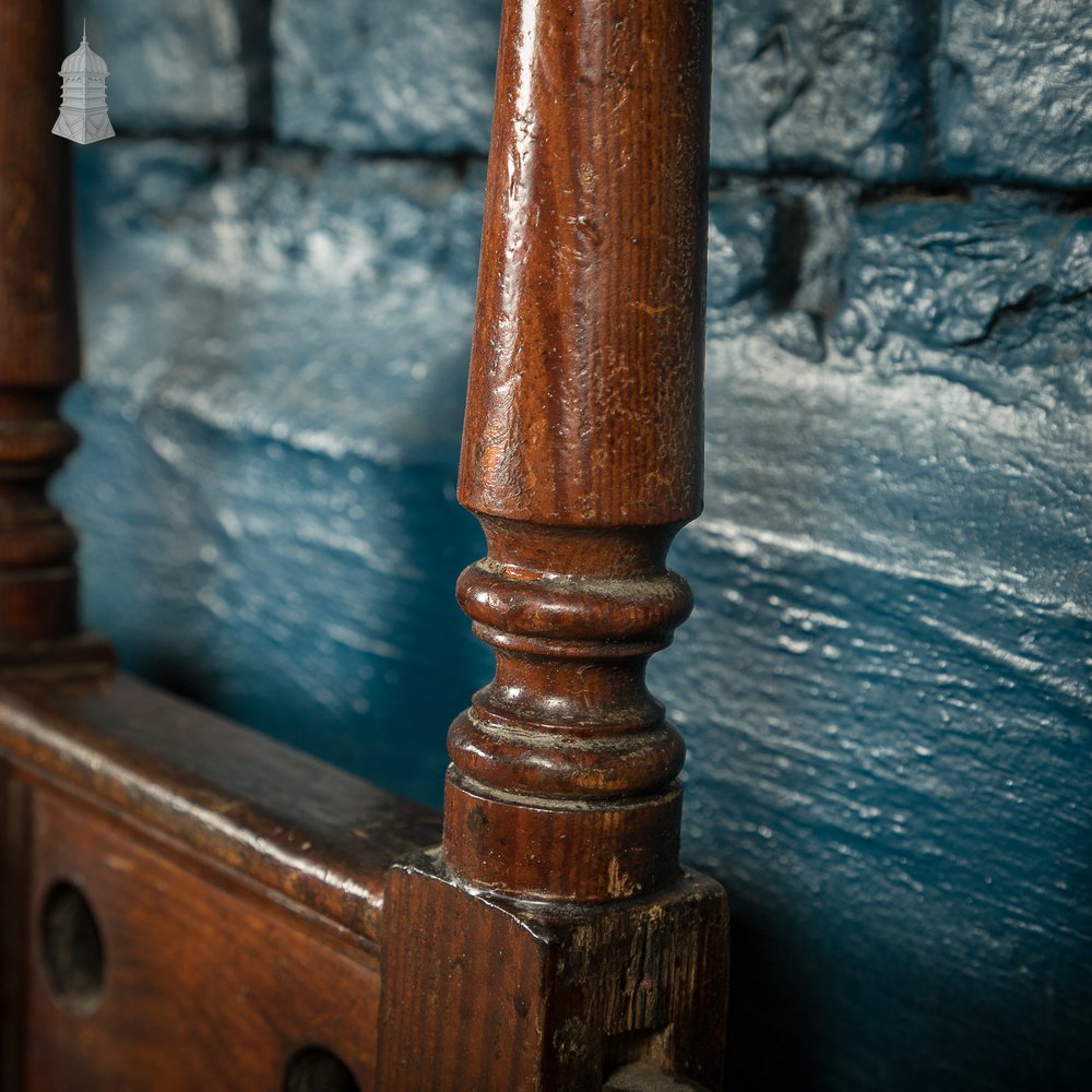 Pitch Pine Ecclesiastical Balustrade Church Handrail 19th C with Turned Newels and Spindles