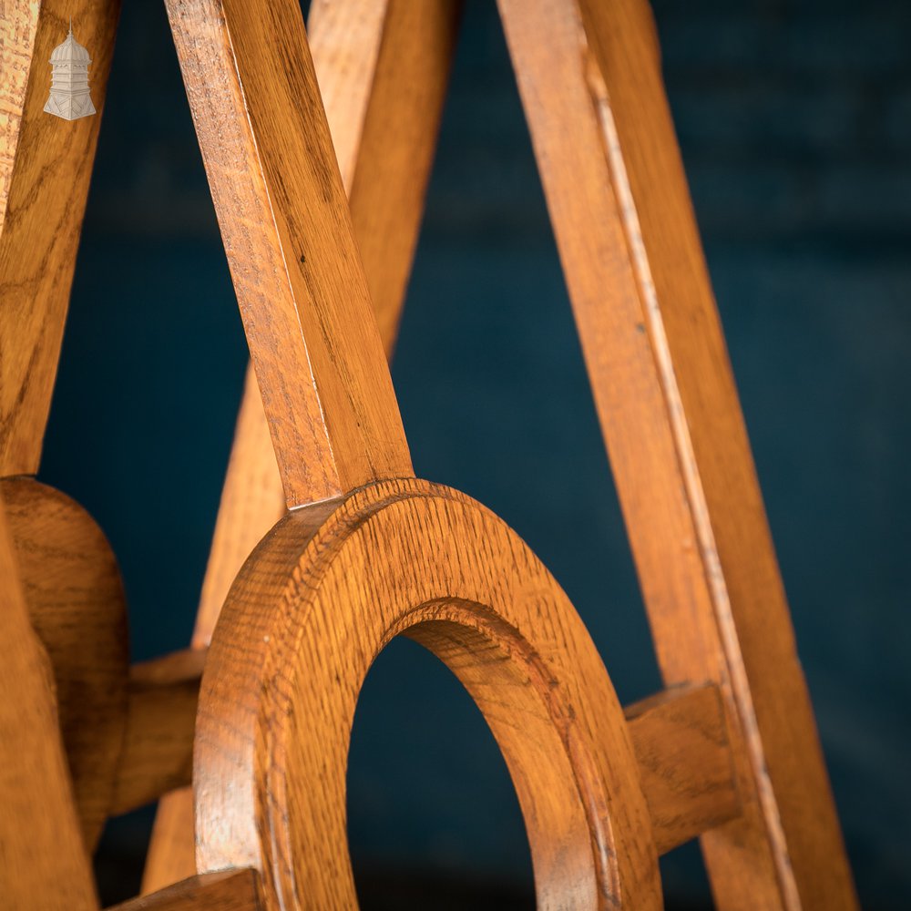 Oak Coffin Stands with circle detail with brass hardware