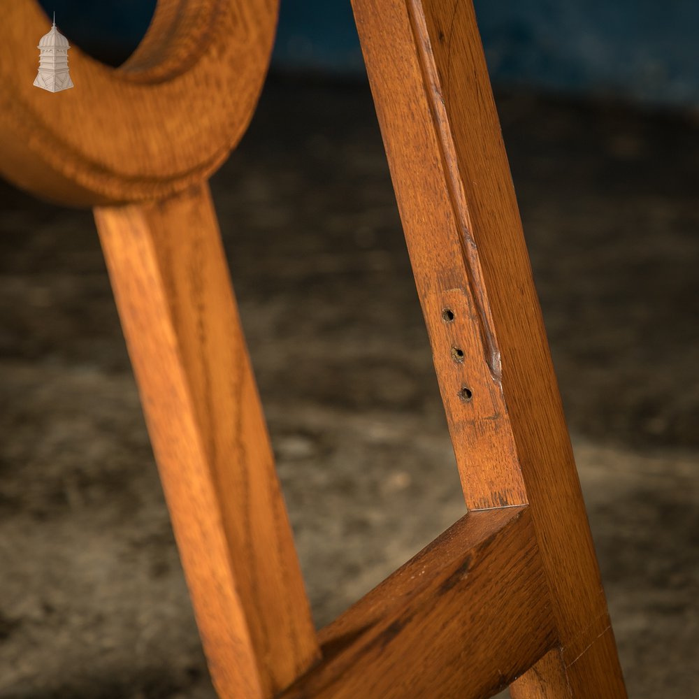 Oak Coffin Stands with circle detail with brass hardware